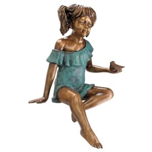 Design Toscano PN5639 21 1/2 Inch Bridgette with Bird Bronze Statue