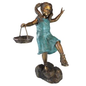 Design Toscano PN6326 29 1/2 Inch Skipping Flower Girl with Basket - Bronze