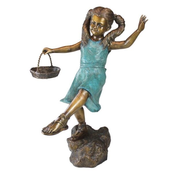 Design Toscano PN6326 29 1/2 Inch Skipping Flower Girl with Basket - Bronze