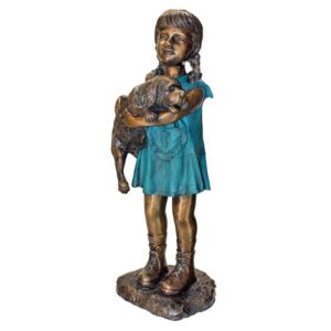 Design Toscano PN6569 13 1/2 Inch Can I Keep Him Girl with Dog - Bronze