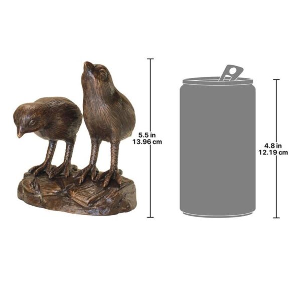 Design Toscano PN6677 5 1/2 Inch Twin Baby Quail Chicks Statue - Bronze