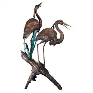 Design Toscano PN6805 57 1/2 Inch Two Herons on a Log Statue - Bronze