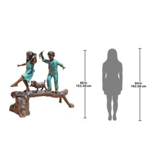 Design Toscano PN7064 68 Inch The Adventure Boy and Girl on a Log - Bronze