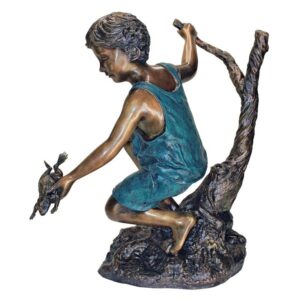 Design Toscano PN7292 33 1/2 Inch Catch and Release Boy with Frog - Bronze