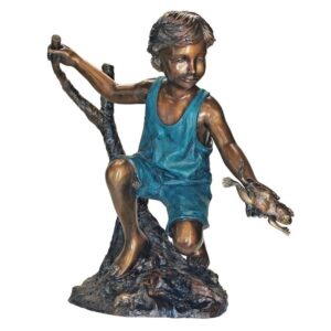 Design Toscano PN7292 33 1/2 Inch Catch and Release Boy with Frog - Bronze