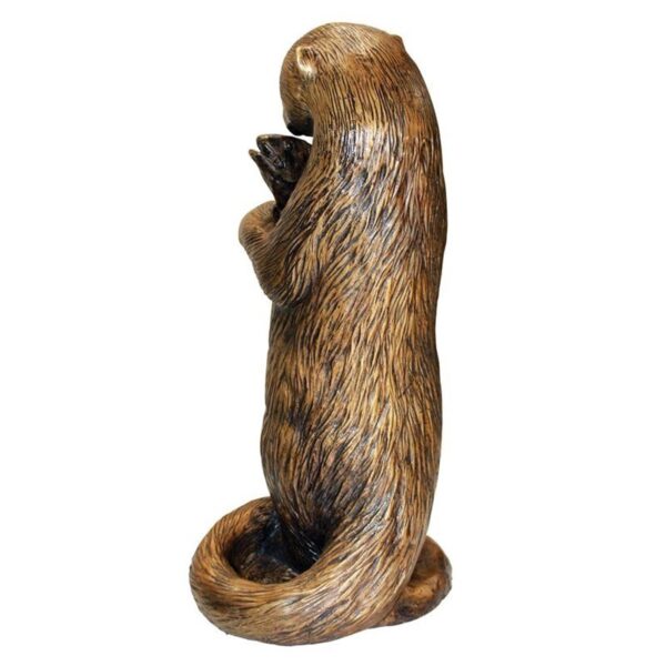 Design Toscano PN7383 12 1/2 Inch Standing Otter with Fish Statue - Bronze