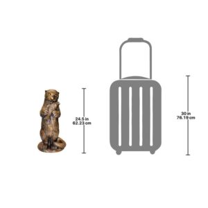 Design Toscano PN7383 12 1/2 Inch Standing Otter with Fish Statue - Bronze