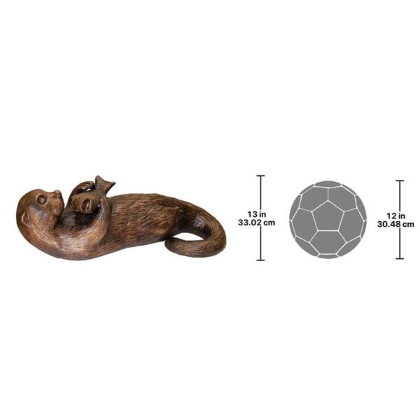 Design Toscano PN7384 30 Inch Lazy Otter with Fish Statue - Bronze