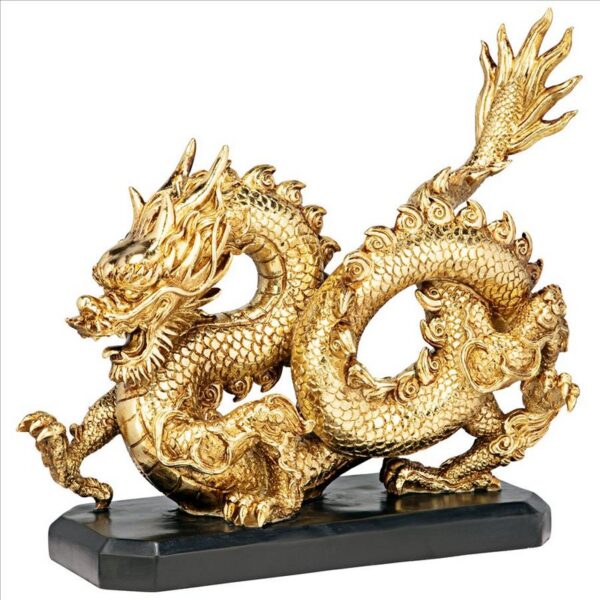 Design Toscano QL1196 15 1/2 Inch Emperor S Golden Dragon Asian Statue