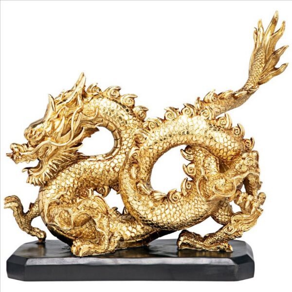 Design Toscano QL1196 15 1/2 Inch Emperor S Golden Dragon Asian Statue