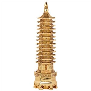 Design Toscano QL1316 4 Inch Golden Wen Chang Asian Pagoda Tower Statue