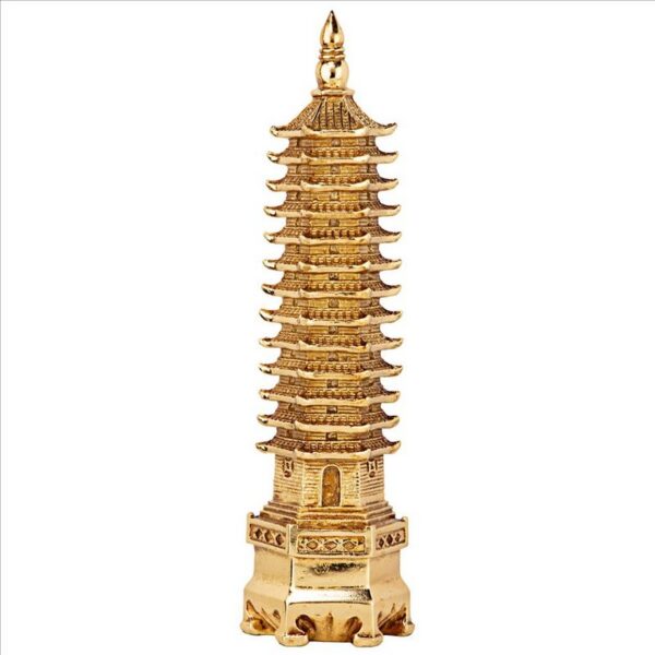 Design Toscano QL1316 4 Inch Golden Wen Chang Asian Pagoda Tower Statue