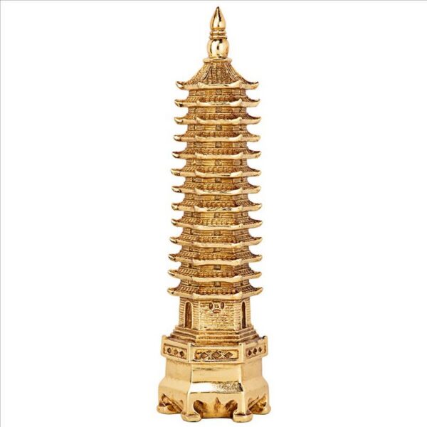 Design Toscano QL1316 4 Inch Golden Wen Chang Asian Pagoda Tower Statue