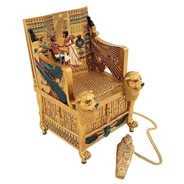 Design Toscano QL14557 4 1/2 Inch King Tuts Golden Throne Treasure Box