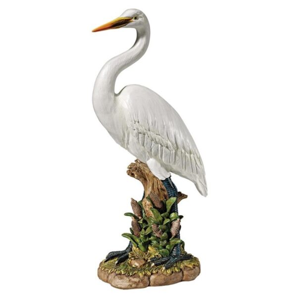 Design Toscano QL1558266 11 Inch Great Egret Statue - White