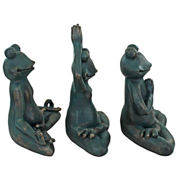 Design Toscano QL180583 14 Inch Yoga Frog Statues, Set of 3