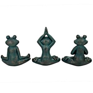 Design Toscano QL180583 14 Inch Yoga Frog Statues, Set of 3