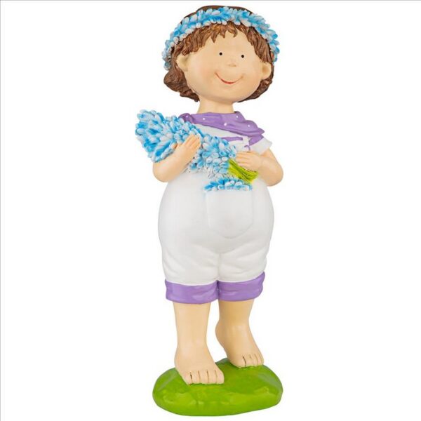 Design Toscano QL215172 7 Inch Bluebonnet Twins Springtime Child Garden Statue Thierry Boy