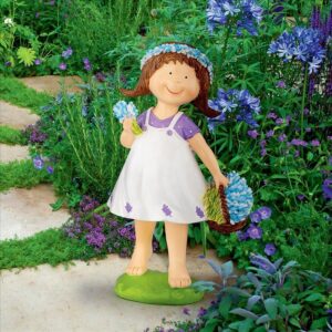 Design Toscano QL215174 7 Inch Bluebonnet Twins Springtime Child Garden Statue Juliette Girl