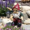 Design Toscano QL30314 11 Inch Edison with Solar Lantern Gnome Statue