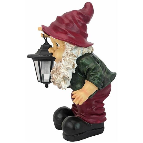 Design Toscano QL30314 11 Inch Edison with Solar Lantern Gnome Statue