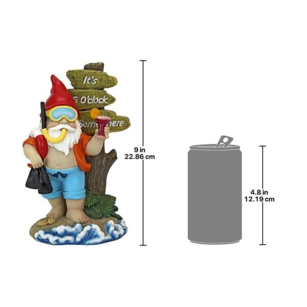 Design Toscano QL307331 5 Inch Happy Hour Tropical Garden Gnome