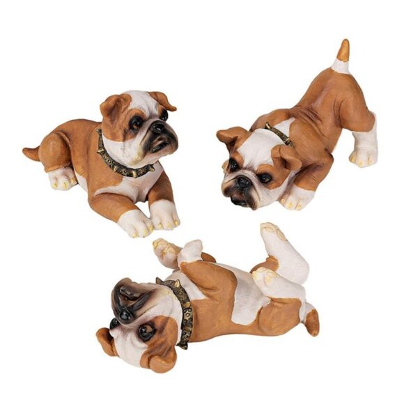 Design Toscano QL6839 5 Inch Stop Drop and Roll Bulldog Puppy, Set of 3