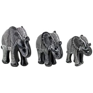 Design Toscano QL900152 5 Inch Elephants, Set of 3 - Black and White