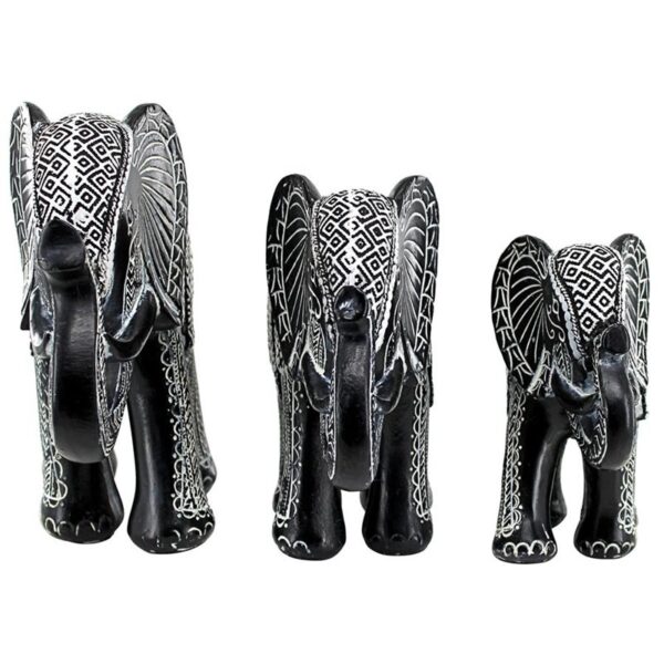 Design Toscano QL900152 5 Inch Elephants, Set of 3 - Black and White