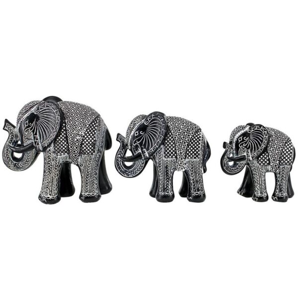 Design Toscano QL900152 5 Inch Elephants, Set of 3 - Black and White