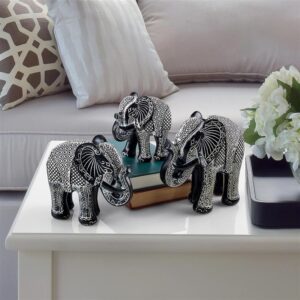 Design Toscano QL900152 5 Inch Elephants, Set of 3 - Black and White