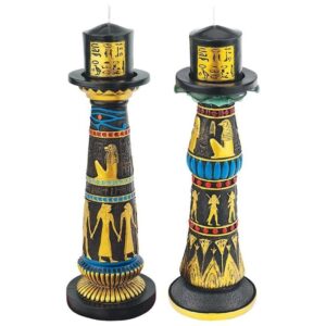 Design Toscano QL912419 3 1/2 Inch Temple of Luxor Candle Holders, Set of 2