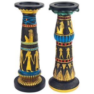 Design Toscano QL912419 3 1/2 Inch Temple of Luxor Candle Holders, Set of 2