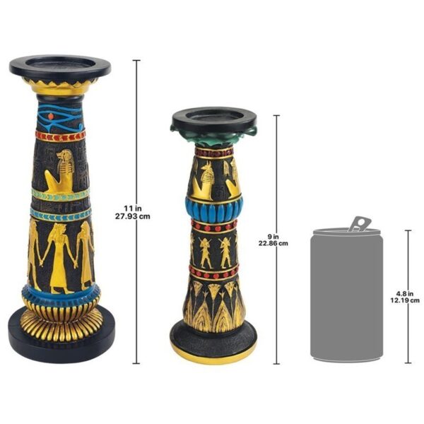 Design Toscano QL912419 3 1/2 Inch Temple of Luxor Candle Holders, Set of 2