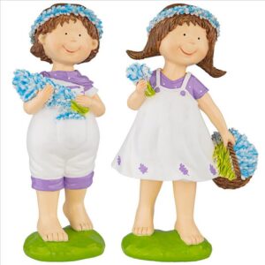 Design Toscano QL9215174 7 Inch Bluebonnet Twins Children Statues Set