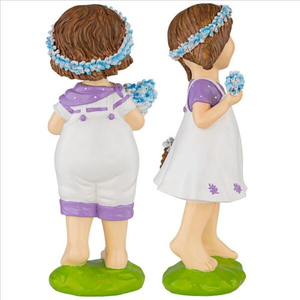 Design Toscano QL9215174 7 Inch Bluebonnet Twins Children Statues Set