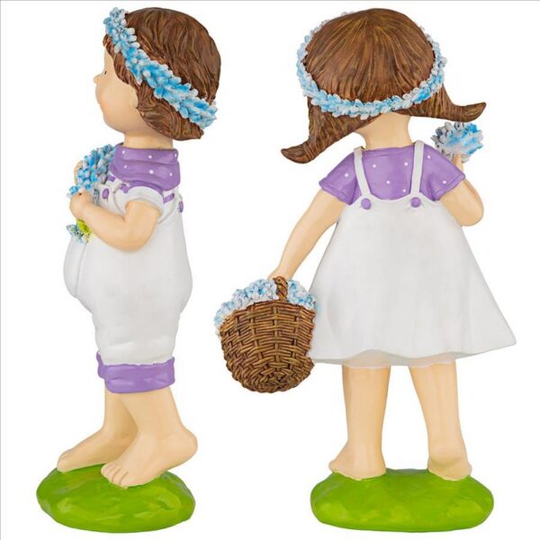 Design Toscano QL9215174 7 Inch Bluebonnet Twins Children Statues Set