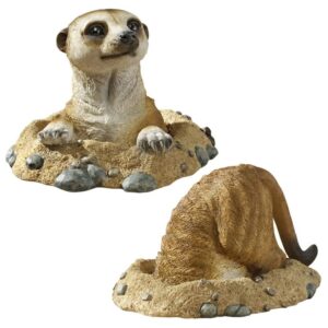 Design Toscano QL957082 10 Inch Set of Meerkat Into and Out of Hole