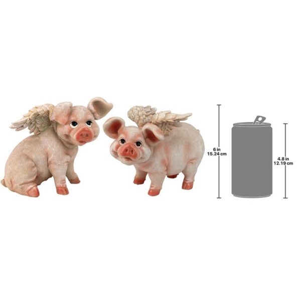 Design Toscano QL95720 9 Inch Flying Pigs Statue, Set of 2