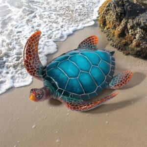 Design Toscano QL95958 14 Inch Sea Turtle Statues, Set of 2 - Blue