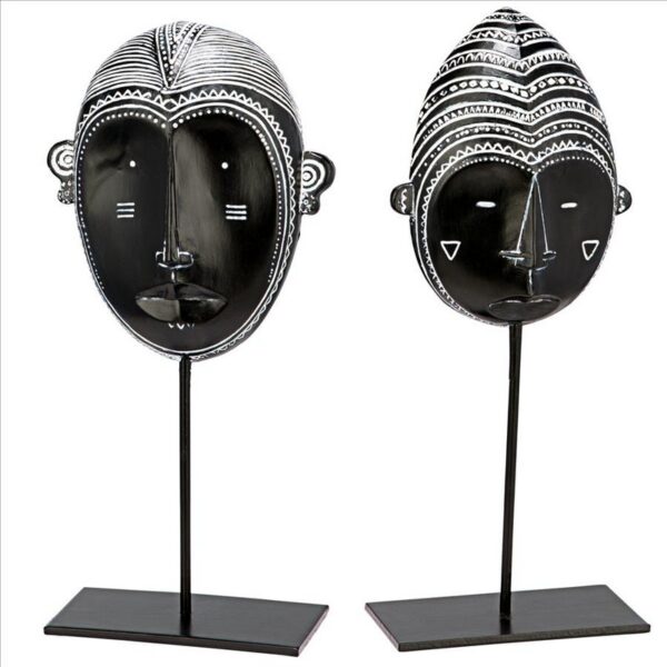 Design Toscano QL9877 5 Inch Yohure African Tribal Mask Statue Set