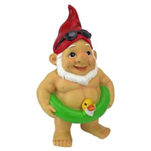 Design Toscano QM16035 7 1/2 Inch Pool Party Pete Naked Gnome Statue