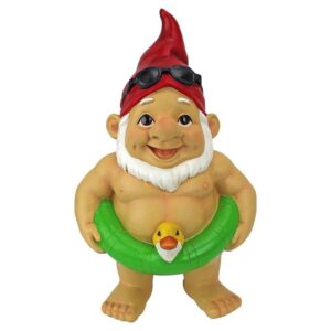 Design Toscano QM16035 7 1/2 Inch Pool Party Pete Naked Gnome Statue