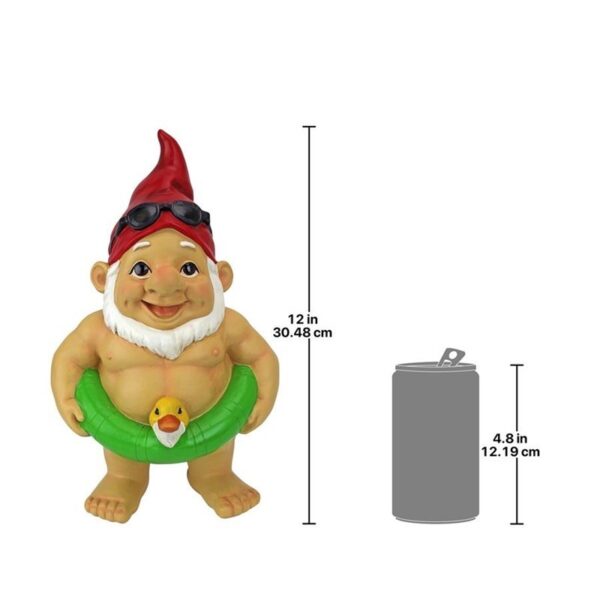 Design Toscano QM16035 7 1/2 Inch Pool Party Pete Naked Gnome Statue