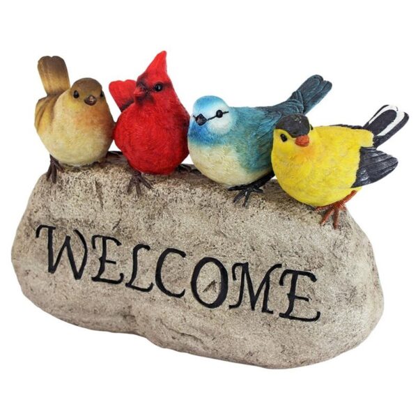 Design Toscano QM21001 12 Inch Birdy Welcome Garden Stone, Large