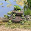 Design Toscano QM221531 8 Inch Two Turtles Stacked with Frog