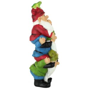 Design Toscano QM2360300 6 Inch Tower of Three Gnomes and Frog Statue