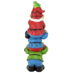 Design Toscano QM2360300 6 Inch Tower of Three Gnomes and Frog Statue