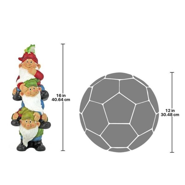 Design Toscano QM2360300 6 Inch Tower of Three Gnomes and Frog Statue