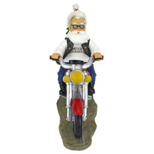 Design Toscano QM2821700 12 1/2 Inch Father Christmas Santa Biker Statue